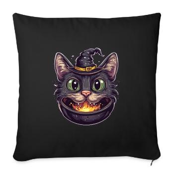 Cat Cauldron Cat Witch Halloween - Sofa pillowcase 17,3'' x 17,3'' (45 x 45 cm) - black - Front
