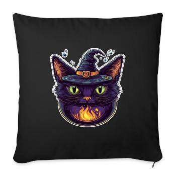 Cat Cauldron Cat Witch Halloween - Sofa pillowcase 17,3'' x 17,3'' (45 x 45 cm) - black - Front