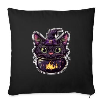 Cat Cauldron Cat Witch Halloween - Sofa pillowcase 17,3'' x 17,3'' (45 x 45 cm) - black - Front
