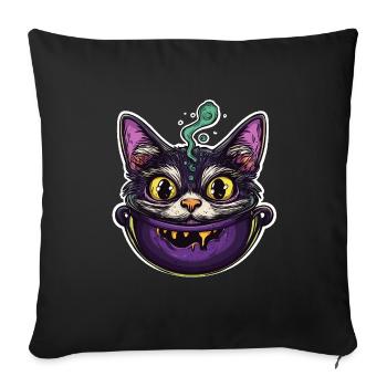 Cat Cauldron Cat Witch Halloween - Sofa pillowcase 17,3'' x 17,3'' (45 x 45 cm) - black - Front