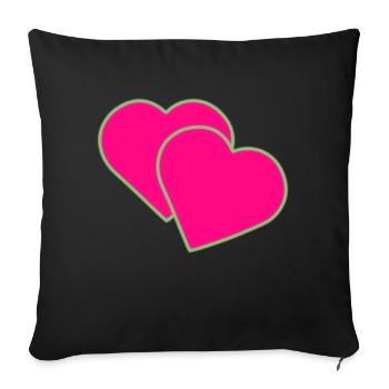 Two hearts - Sofa pillowcase 17,3'' x 17,3'' (45 x 45 cm) - black - Front