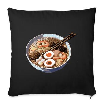 Ramen bowl with egg shrimp - Sofa pillowcase 17,3'' x 17,3'' (45 x 45 cm) - black - Front