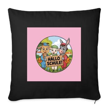 Einschulung Button lustige Tiere ABC Schütze - Sofakissenbezug 45 x 45 cm - Schwarz - Vorne
