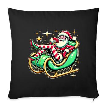 Sassy Santa Lounging on Sleigh - Sofa pillowcase 17,3'' x 17,3'' (45 x 45 cm) - black - Front