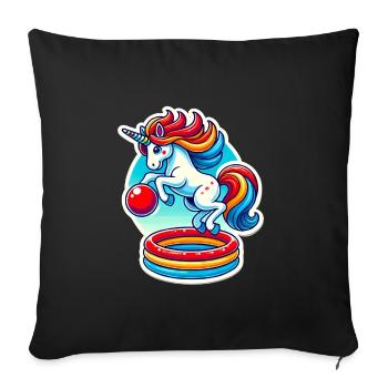 Licorne colorée Piscine Rebond Fun - Housse de coussin décorative 45 x 45 cm - noir - Devant