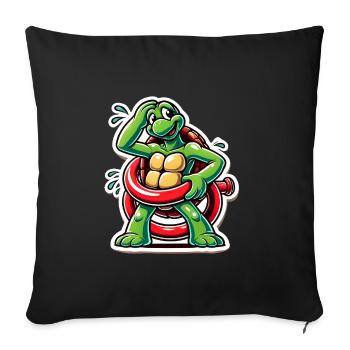 Tortue drôle Oops dessin animé Autocollant - Housse de coussin décorative 45 x 45 cm - noir - Devant