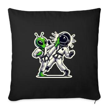 Alien vs Astronaut Karate Battle - Sofa pillowcase 17,3'' x 17,3'' (45 x 45 cm) - black - Front