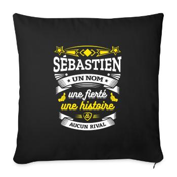 SÉBASTIEN UN NOM UNE FIERTÉ AUCUN RIVAL - Housse de coussin décorative 45 x 45 cm - noir - Devant