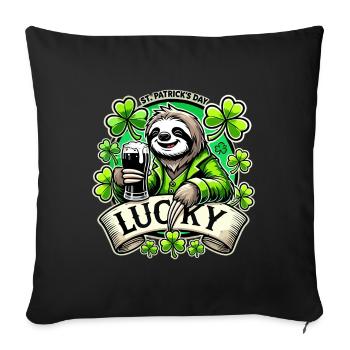 St. Patrick’s Day Leprechaun Faultier Glücklich - Sofakissenbezug 45 x 45 cm - Schwarz - Vorne