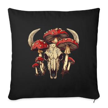 Skull Mushrooms Nature Motif - Sofa pillowcase 17,3'' x 17,3'' (45 x 45 cm) - black - Front