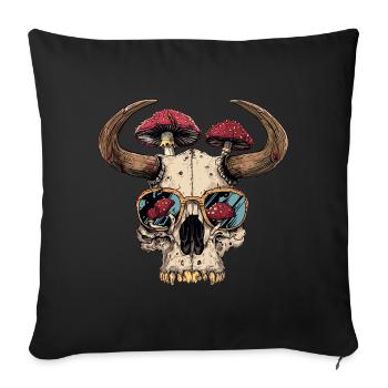 Skull Mushrooms Nature Motif - Sofa pillowcase 17,3'' x 17,3'' (45 x 45 cm) - black - Front