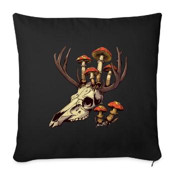 Skull Mushrooms Nature Motif - Sofa pillowcase 17,3'' x 17,3'' (45 x 45 cm) - black - Front