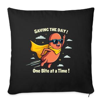 Hotdog Hero - Saving the Day - Sofa pillowcase 17,3'' x 17,3'' (45 x 45 cm) - black - Front