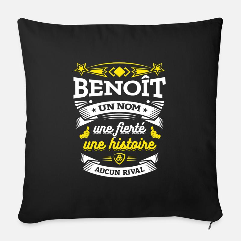 BENOÎT UN NOM UNE FIERTÉ AUCUN RIVAL - Housse de coussin décorative 45 x 45 cm - noir