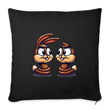 Funny Rabbit Conversation Cartoon - Sofa pillowcase 17,3'' x 17,3'' (45 x 45 cm) - black - Front