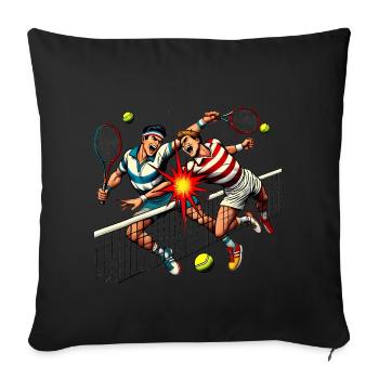 Retro Tennis Clash Cartoon Design - Sofa pillowcase 17,3'' x 17,3'' (45 x 45 cm) - black - Front