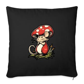 Mushroom Mouse Funny Animal and Mushroom Motif - Sofa pillowcase 17,3'' x 17,3'' (45 x 45 cm) - black - Front