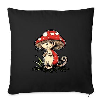 Mushroom Mouse Funny Animal and Mushroom Motif - Sofa pillowcase 17,3'' x 17,3'' (45 x 45 cm) - black - Front