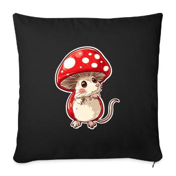 Mushroom Mouse Funny Animal and Mushroom Motif - Sofa pillowcase 17,3'' x 17,3'' (45 x 45 cm) - black - Front