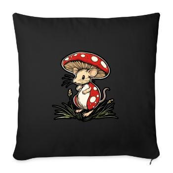 Mushroom Mouse Funny Animal and Mushroom Motif - Sofa pillowcase 17,3'' x 17,3'' (45 x 45 cm) - black - Front
