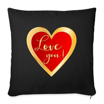 I love You Heart - Sofa pillowcase 17,3'' x 17,3'' (45 x 45 cm) - black - Front