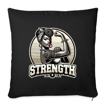 Strength strong woman african american retro gift - Sofa pillowcase 17,3'' x 17,3'' (45 x 45 cm) - black - Front