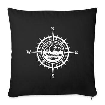 Mountains - Adventure Awaits - Sofa pillowcase 17,3'' x 17,3'' (45 x 45 cm) - black - Front