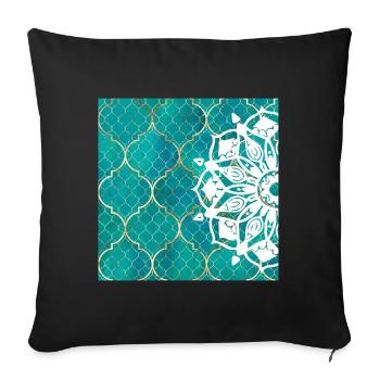 Teal Mandala Moroccan Art - Sofa pillowcase 17,3'' x 17,3'' (45 x 45 cm) - black - Front