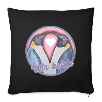 Valentinstag verliebte Pinguine Liebespaar - Sofakissenbezug 45 x 45 cm - Schwarz - Vorne