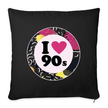 I ♥ 90s – Design rétro nostalgique - Housse de coussin décorative 45 x 45 cm - noir - Devant