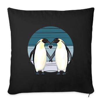 Valentines Day - Penguin Love with Heart - Sofa pillowcase 17,3'' x 17,3'' (45 x 45 cm) - black - Front