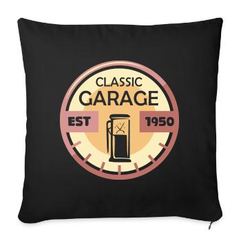 Voiture vintage garage rétro tenue vintage voiture classique - Housse de coussin décorative 45 x 45 cm - noir - Devant
