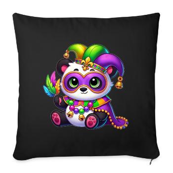 Cute panda with mask at carnival - Sofa pillowcase 17,3'' x 17,3'' (45 x 45 cm) - black - Front