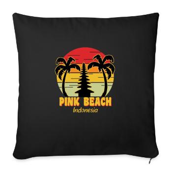 Plage rose - Housse de coussin décorative 45 x 45 cm - noir - Devant
