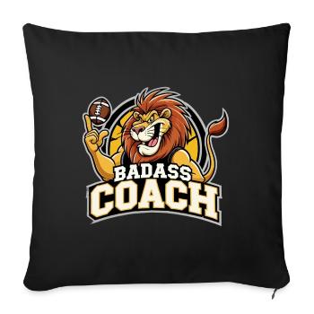 Badass Coach Coach Lion Football Cadeau - Housse de coussin décorative 45 x 45 cm - noir - Devant