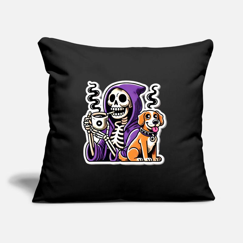 Skeleton Coffee Lover with Dog Sofa pillowcase 17,3'' x 17,3'' (45 x 45 cm)