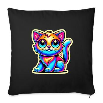 Neon Glow Crazy Cat Design - Sofa pillowcase 17,3'' x 17,3'' (45 x 45 cm) - black - Front