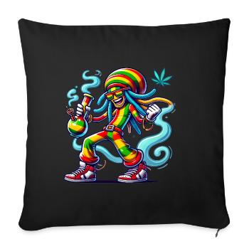 Reggae Vibes Cartoon Smoke Art - Sofa pillowcase 17,3'' x 17,3'' (45 x 45 cm) - black - Front