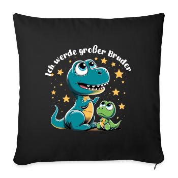 T-Rex Baby Dino Big Brother Dinobaby Gift - Sofa pillowcase 17,3'' x 17,3'' (45 x 45 cm) - black - Front