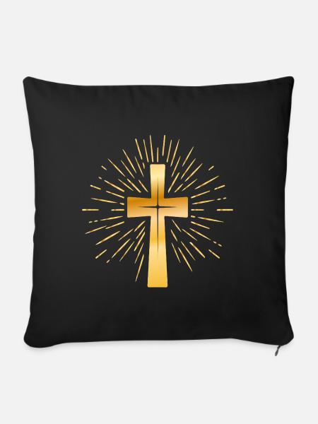 Kirche - Christliches Kreuz - Christlicher Glaube - Sofakissenbezug 45 x 45 cm - Schwarz