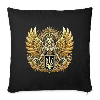Armoiries de l’Ukraine Ange gardien Cadeau d’or - Housse de coussin décorative 45 x 45 cm - noir - Devant