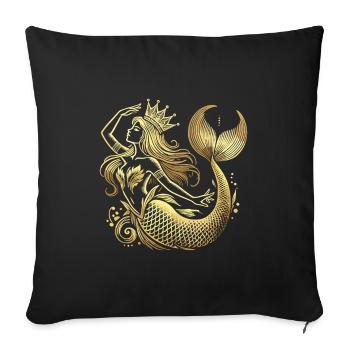 Sirène Sirène Princesse Or Cadeau Doré - Housse de coussin décorative 45 x 45 cm - noir - Devant