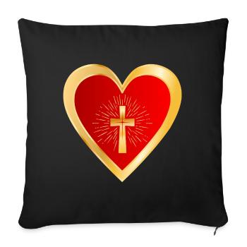 CHURCH CROSS LOVE HEART - Sofa pillowcase 17,3'' x 17,3'' (45 x 45 cm) - black - Front