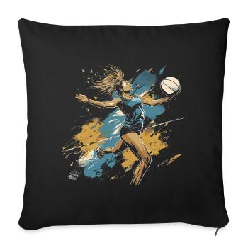 Graffiti d’un joueur de volley-ball - Housse de coussin décorative 45 x 45 cm - noir - Devant