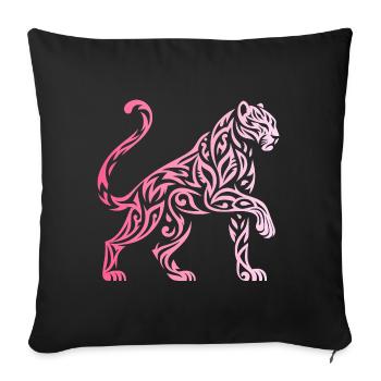 panthere tribal dégradé - Housse de coussin décorative 45 x 45 cm - noir - Devant