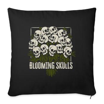 blooming skulls - Sofa pillowcase 17,3'' x 17,3'' (45 x 45 cm) - black - Front