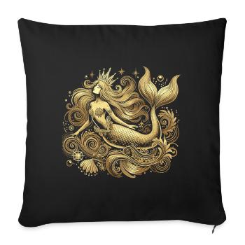 Sirène Sirène Princesse Or Cadeau Doré - Housse de coussin décorative 45 x 45 cm - noir - Devant
