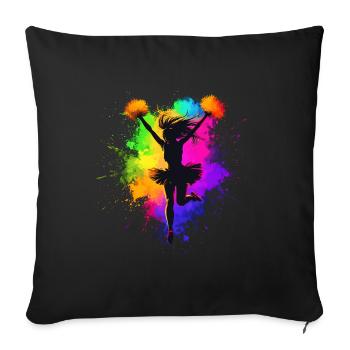pom-pom girl colorée pom-pom girl - Housse de coussin décorative 45 x 45 cm - noir - Devant