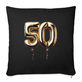 50 Years Gold Balloon Foil Balloon Gift - Sofa pillowcase 17,3'' x 17,3'' (45 x 45 cm) - black - Front