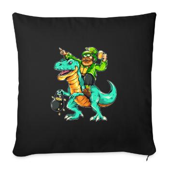 Saint-Patrick Leprechaun Leprechaun Bière Dino T-Rex - Housse de coussin décorative 45 x 45 cm - noir - Devant